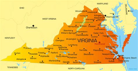 Map of Virginia Cities .